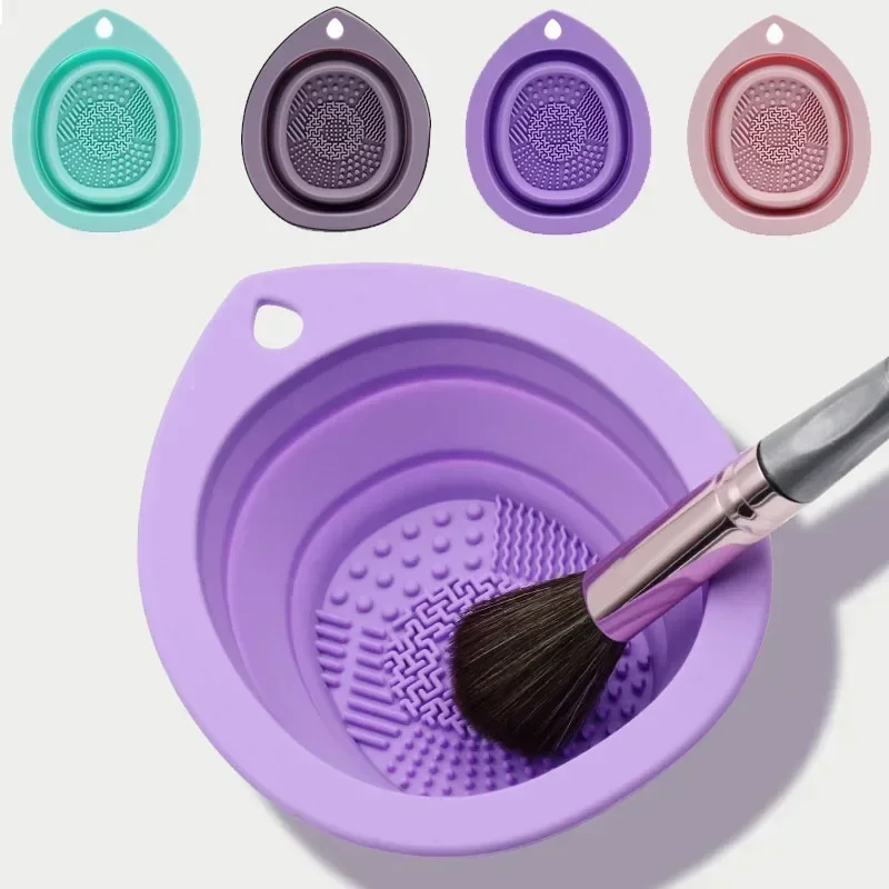 Beauty Makeup Brushes - Silicone Makeup Brush Cleaner Folding Powder