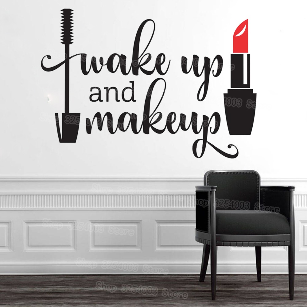 Beauty Makeup Lipstick - Wake Up and Makeup Vinyl Wall