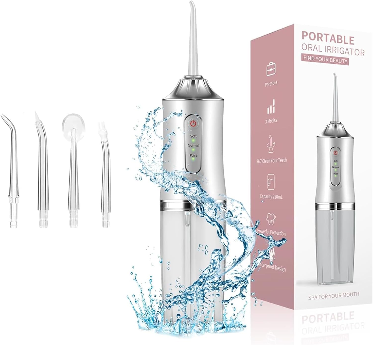 Micellar Water Cleanser - USB Rechargeable Water Flosser, 300ml Tank,