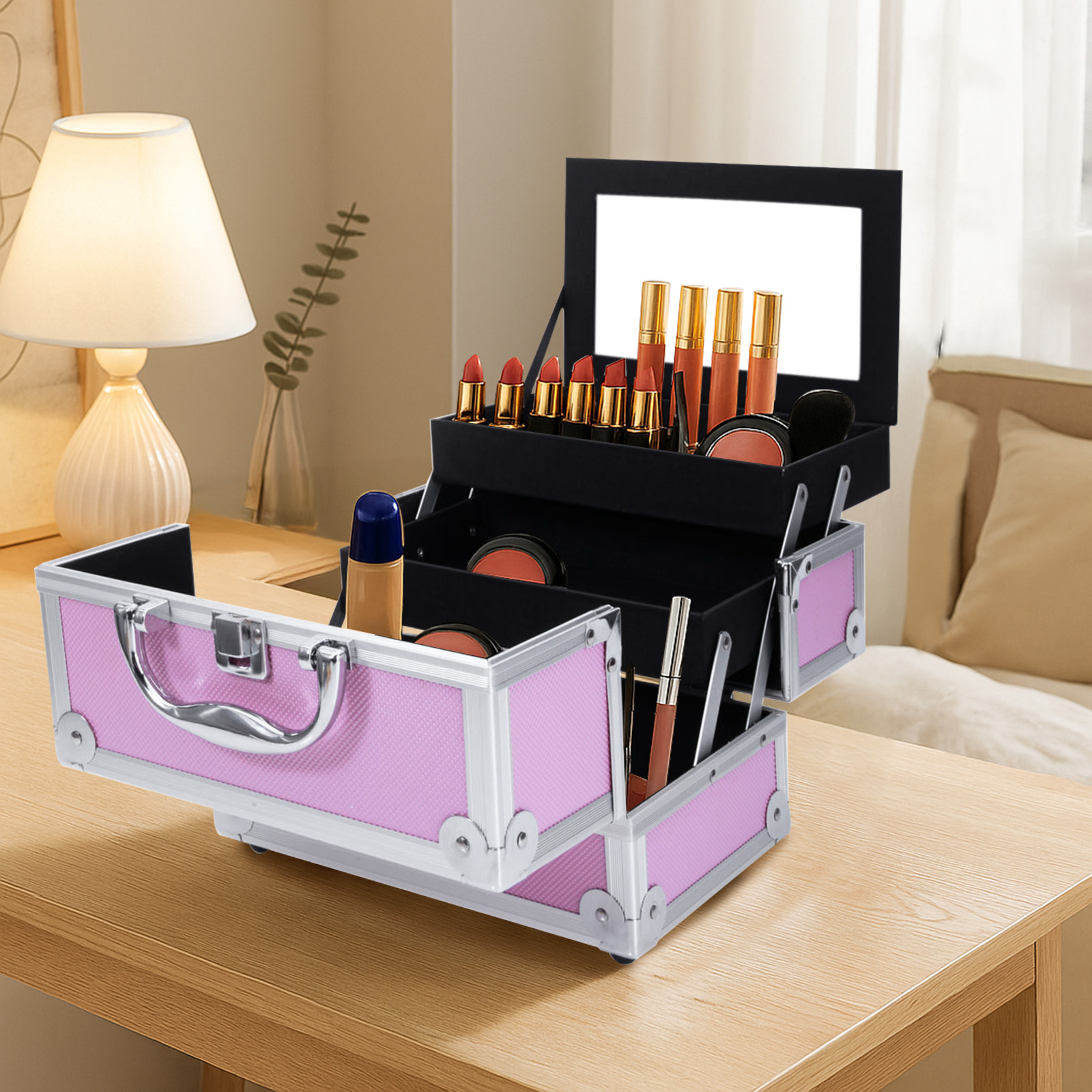 Pink Aluminum Alloy Makeup Cas - Beauty Makeup Women ulasan dan harga