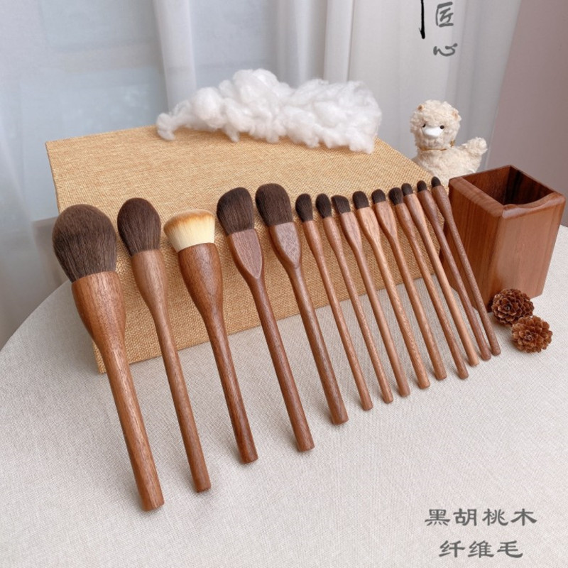 Wood Makeup Brushes Set Cosmet - Beauty Makeup Eyeshadow ulasan dan harga