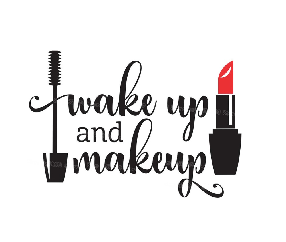 Wake Up and Makeup Vinyl Wall  - Beauty Makeup Lipstick ulasan dan harga