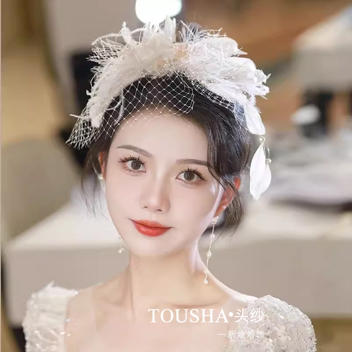 beautiful bridal headgear whit - Beauty Makeup Bridal ulasan dan harga