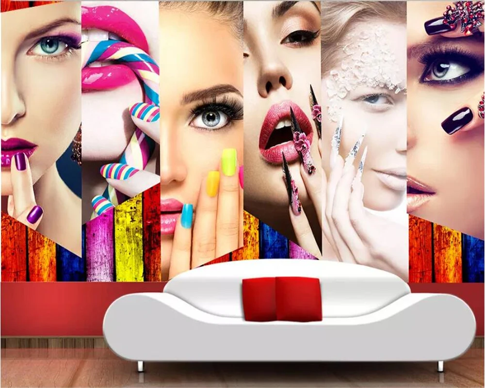 Custom wallpaper 3d mural retr - Beauty Makeup Wallpaper ulasan dan harga