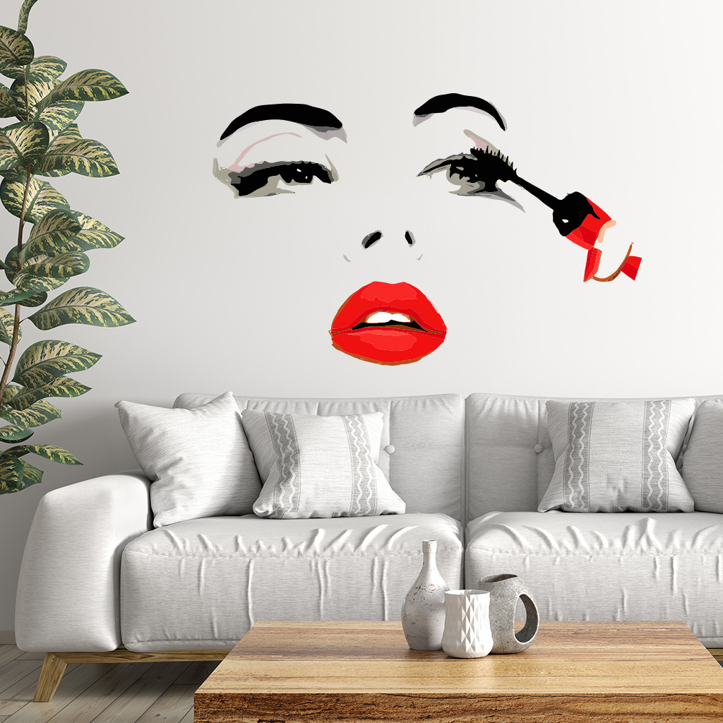 Fashion Female Face Wall Stick - Beauty Makeup Wallpaper ulasan dan harga