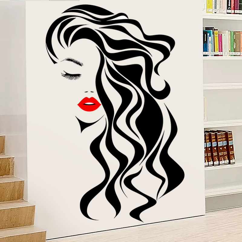 Fashion Female Face Wall Stick - Beauty Makeup Wallpaper ulasan dan harga